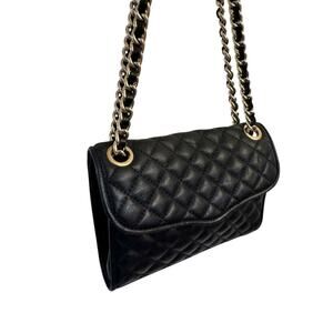 Rebecca Minkoff Quilted Leather Shoulder Bag Black Chain Strap Classic Core